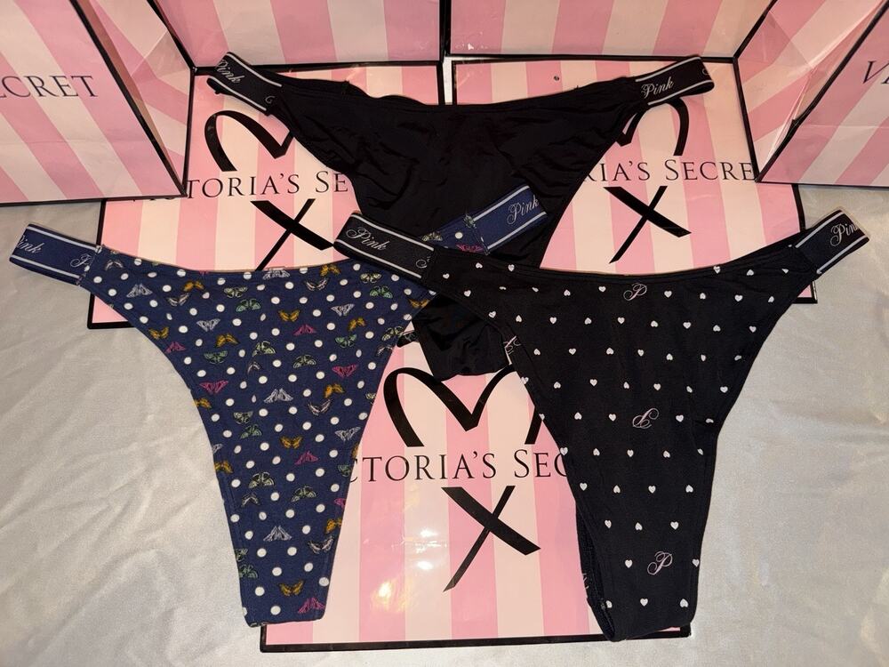 Victorias Secret Thong Logo Band XXL 3 Pair Rare Style